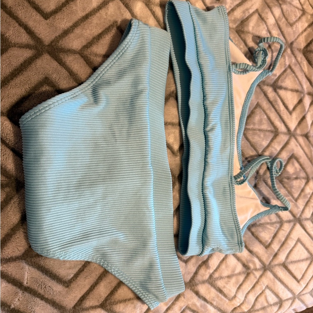Light Blue Ribbed Bikini Set - Picture 2 of 2